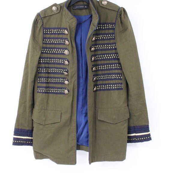 zara jacket women's small gold button detail band military jacket cavalry open - Picture 1 of 12